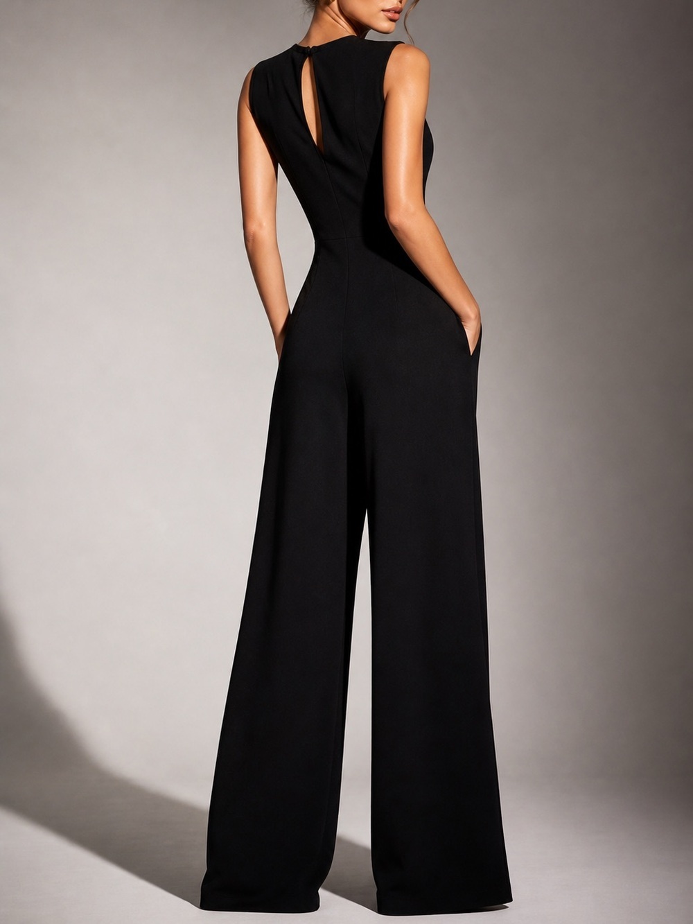 Antistar Black Cutout Wide Leg Jumpsuit Sleeveless Open Back Size Small - Picture 3 of 11